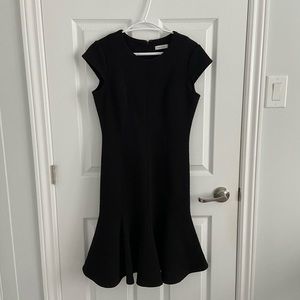 Calvin Klein black midi ruffle hem dress